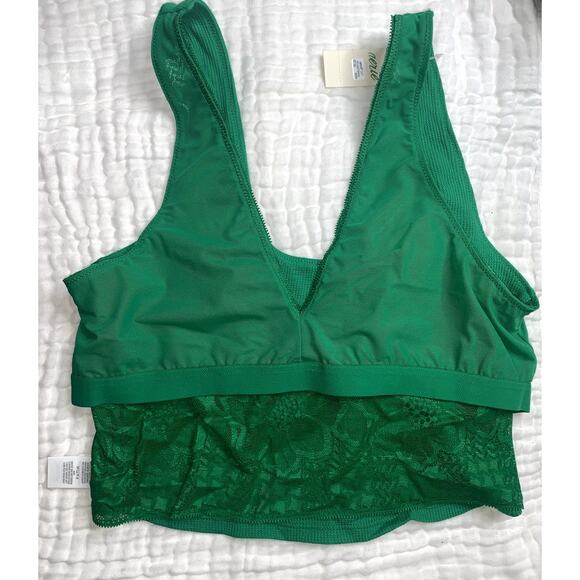 Offline By Aerie Women's Green Floral Lace V-Neck‎ Bralette Size L - Picture 11 of 15